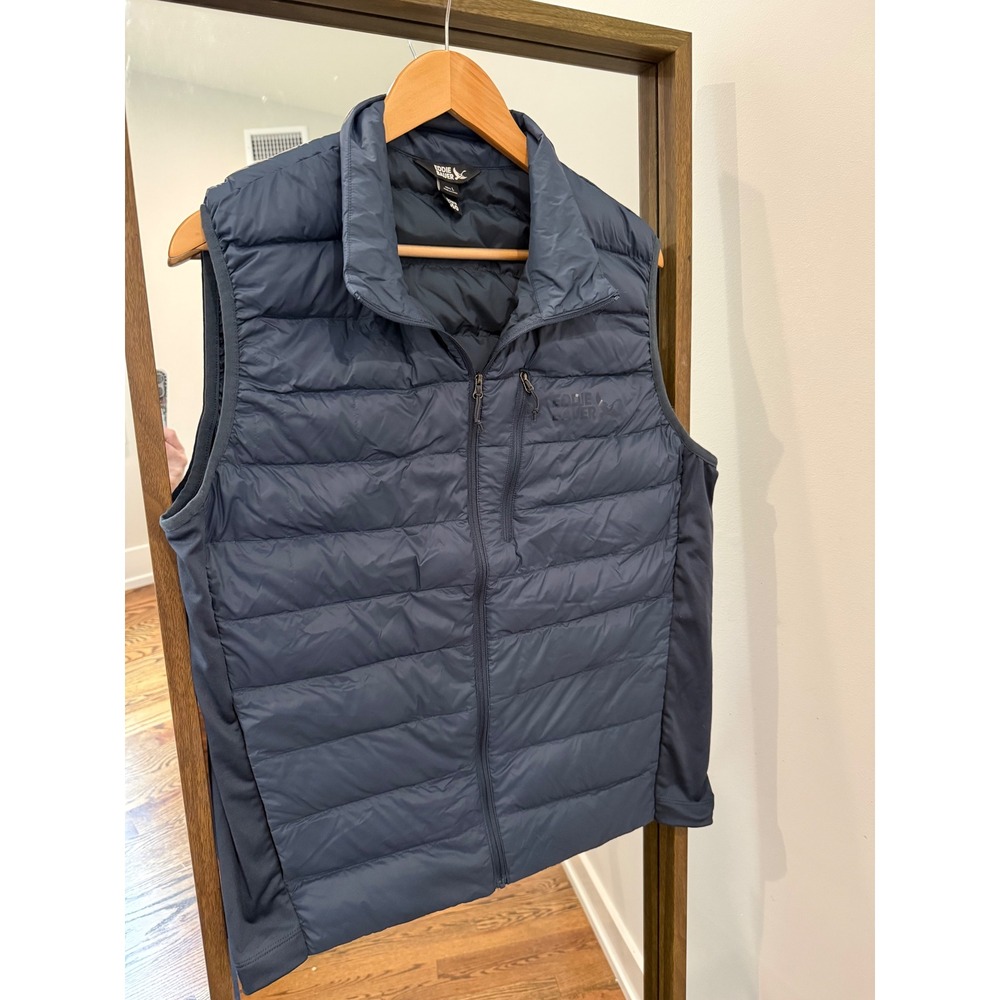 Eddie Bauer Mens Navy Blue 550 Down Fill Puffer Vest Full Zip Large EUC